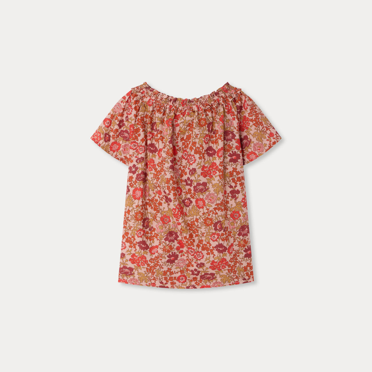 Girls Pink Flower Cotton Blouse