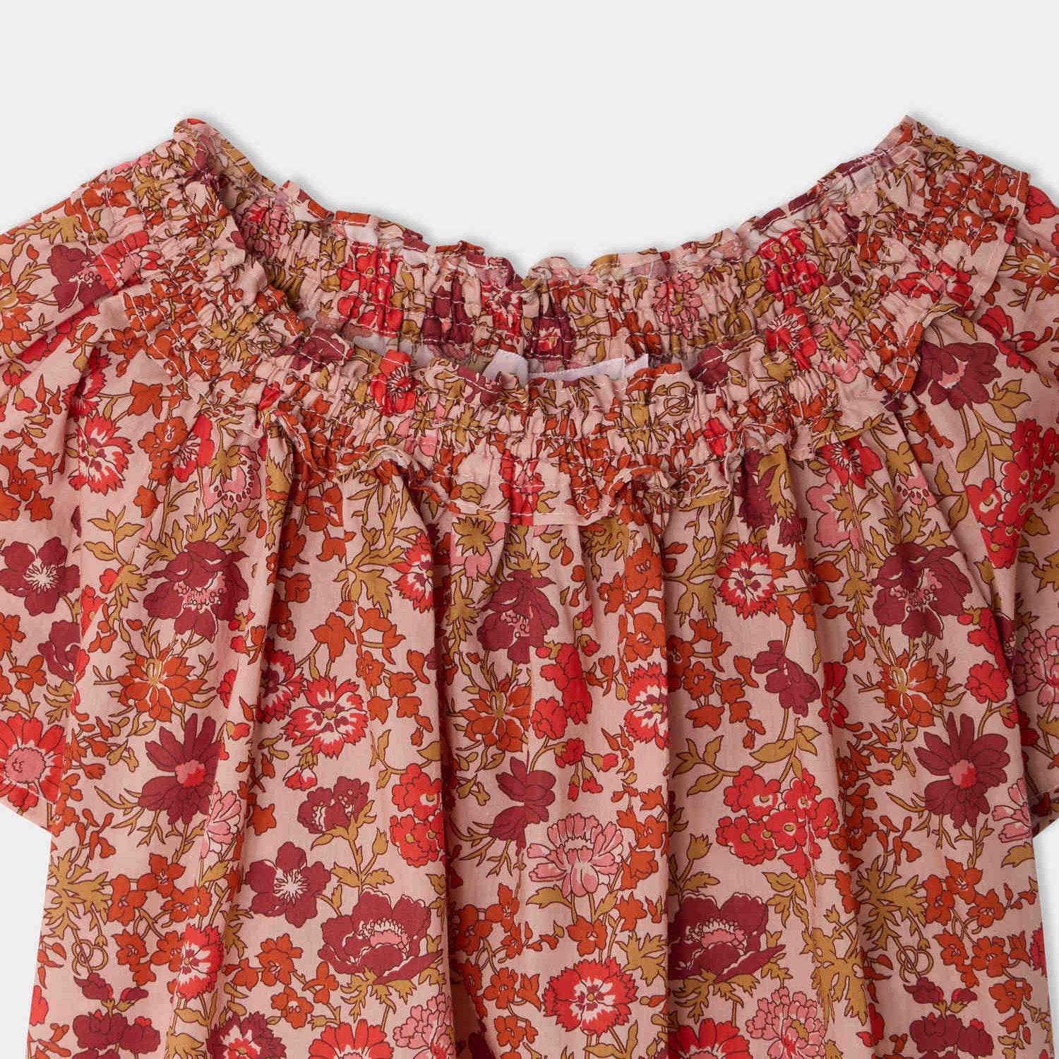 Girls Pink Flower Cotton Blouse