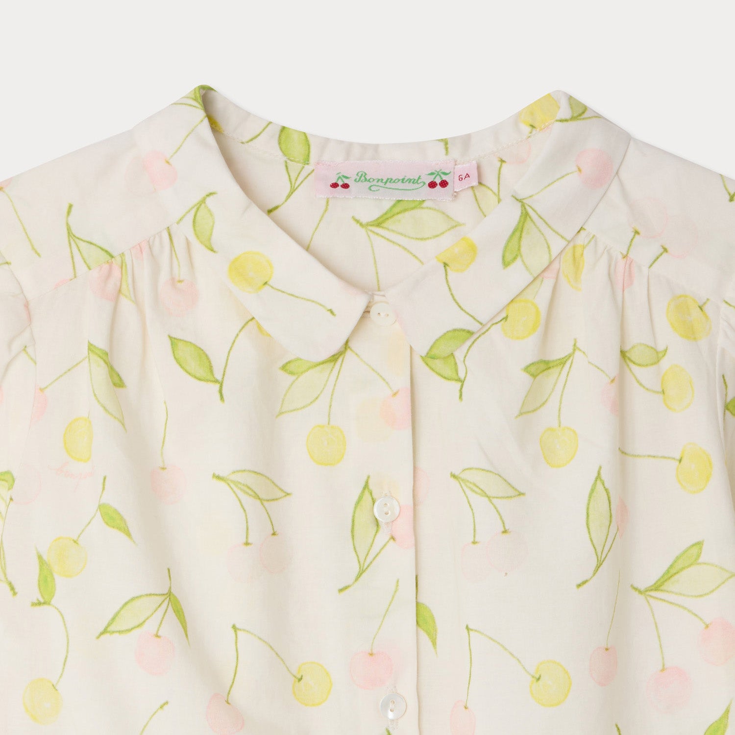 Girls Ivory Cherry Printed Cotton Blouse