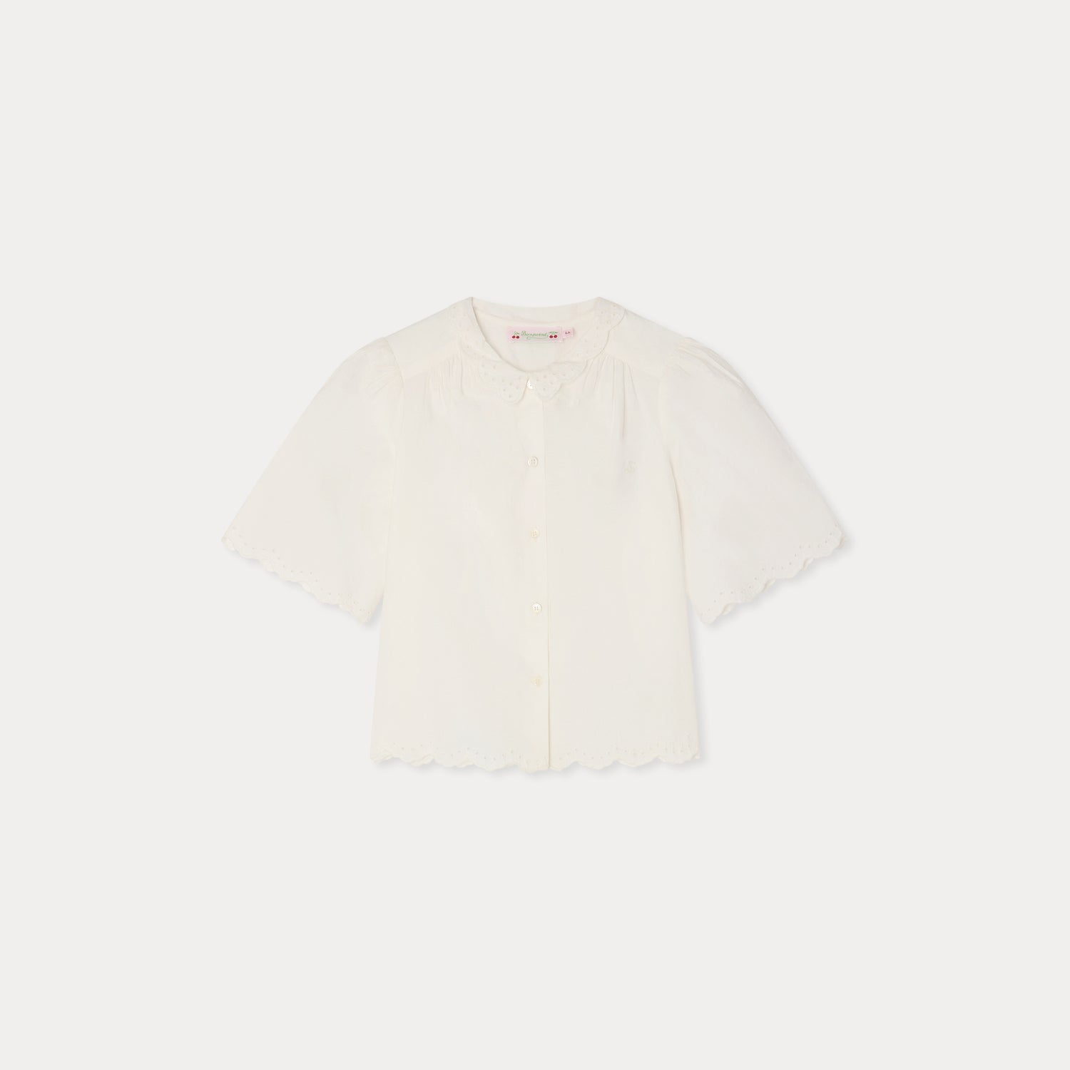 Girls White Embroidered Cotton Blouse