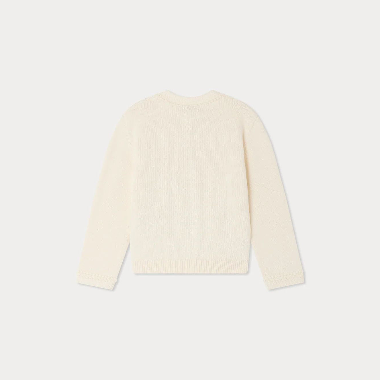 Girls White Cotton Knit Cardigan