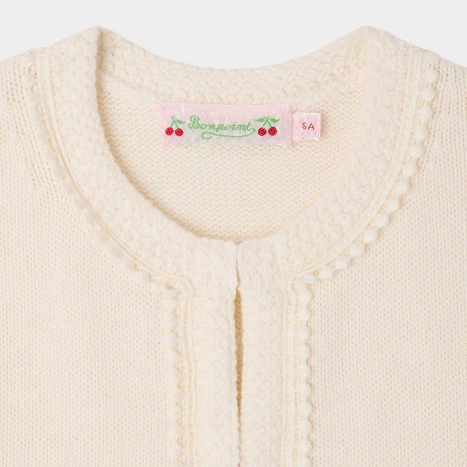 Girls White Cotton Knit Cardigan