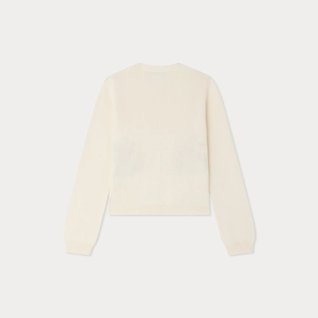 Girls White Embroidered Cotton Knit Cardigan