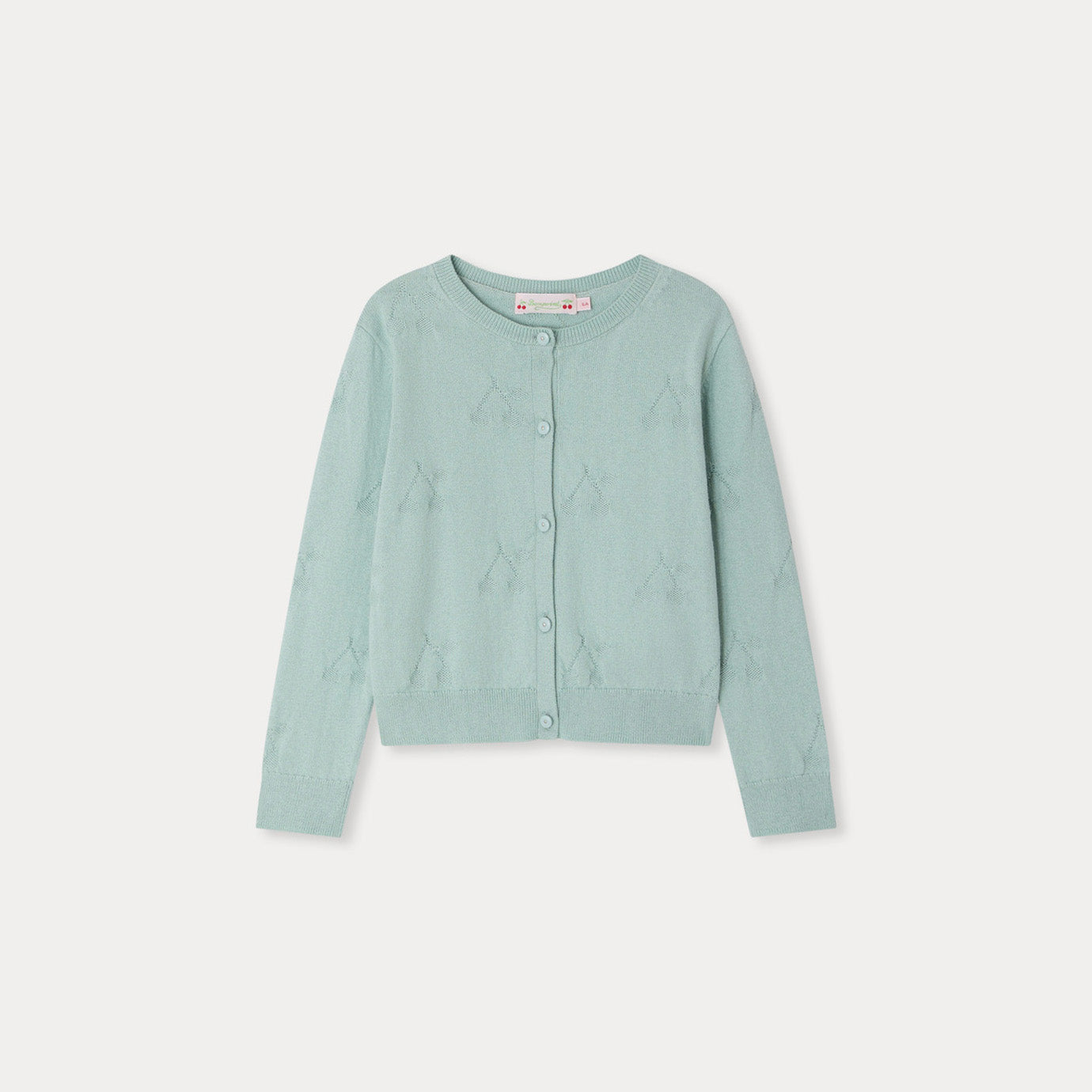 Girls Light Green Cotton Cardigan