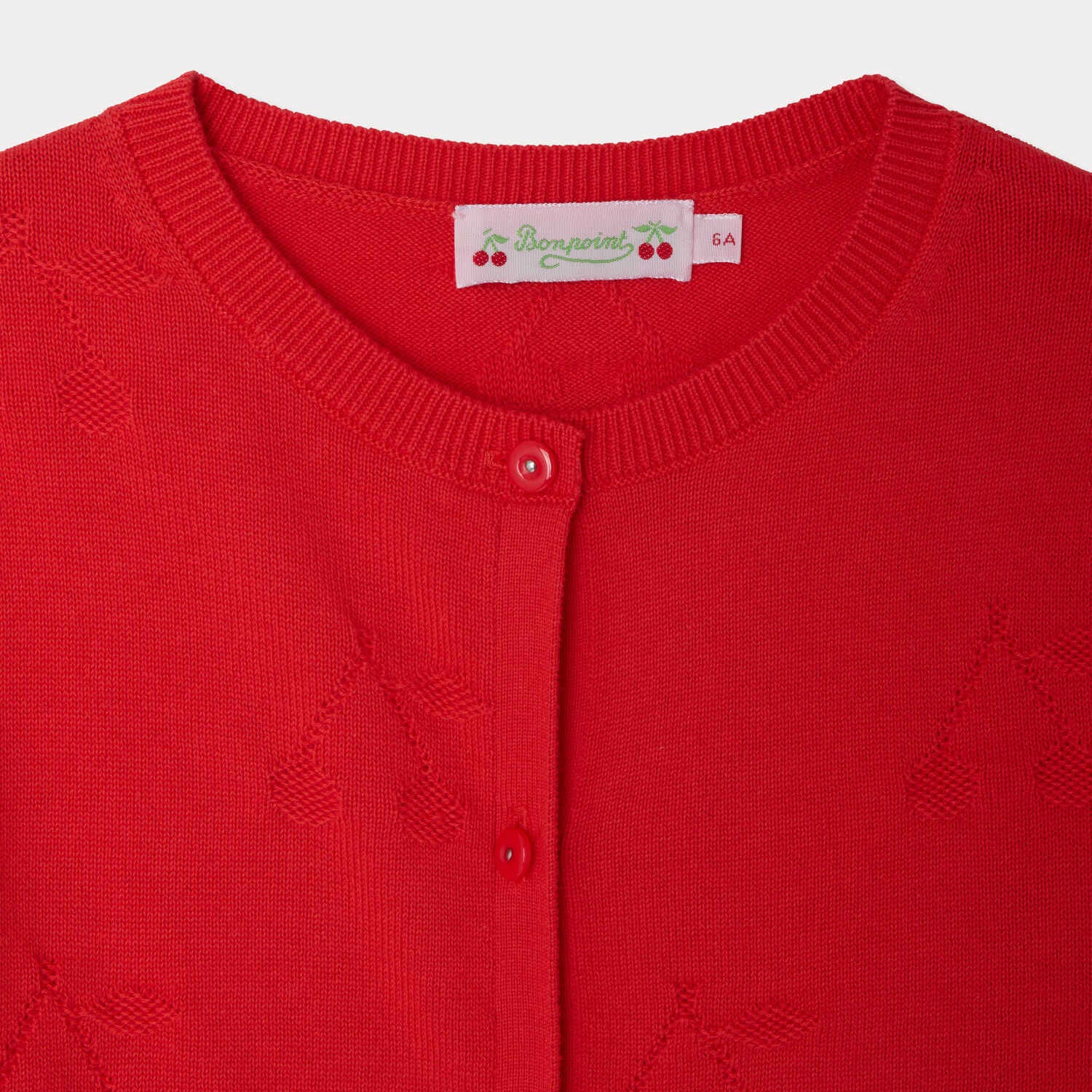 Girls Red Cotton Knit Cardigan