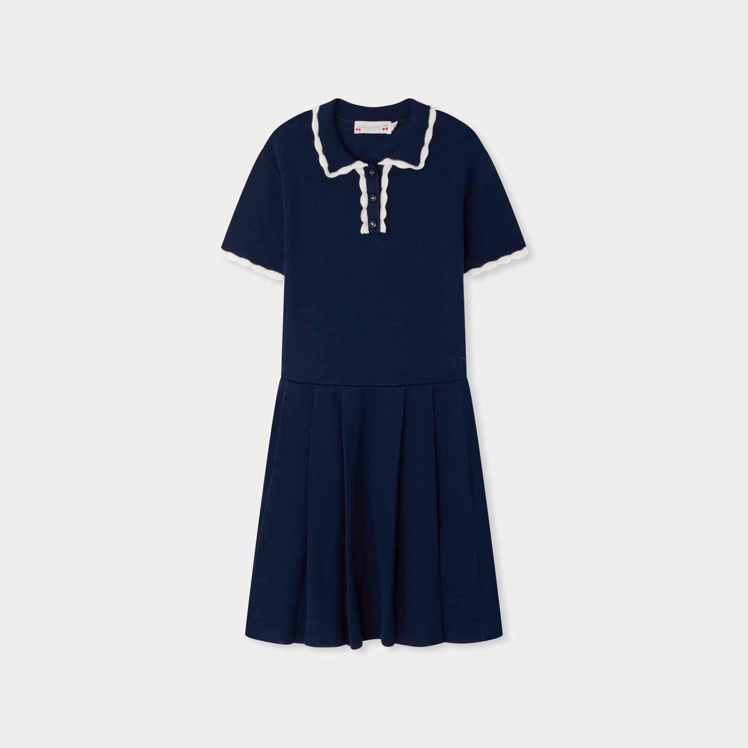 Girls Navy Knit Cotton Dress