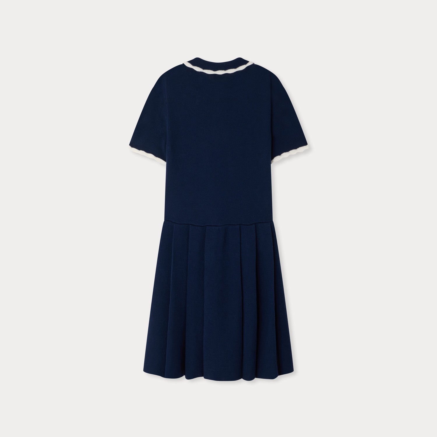 Girls Navy Knit Cotton Dress