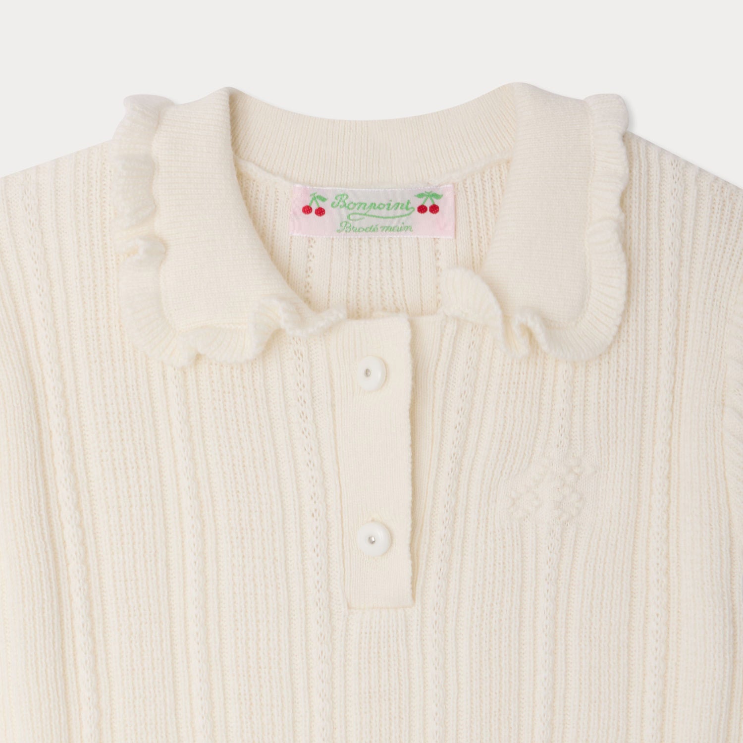 Girls White Knit Cotton Dress