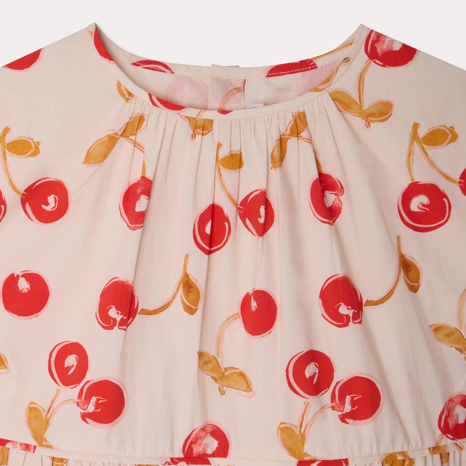 Girls Red Cherry Printed Cotton Dress