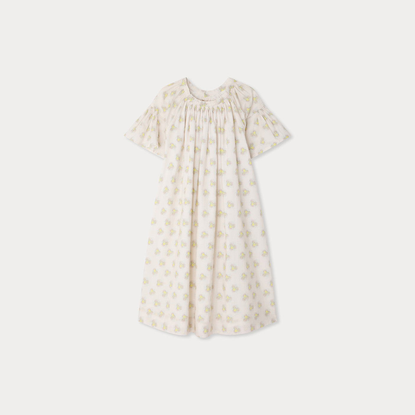 Girls Beige Printed Cotton Dress
