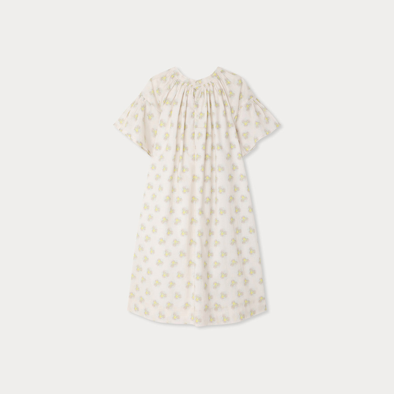 Girls Beige Printed Cotton Dress