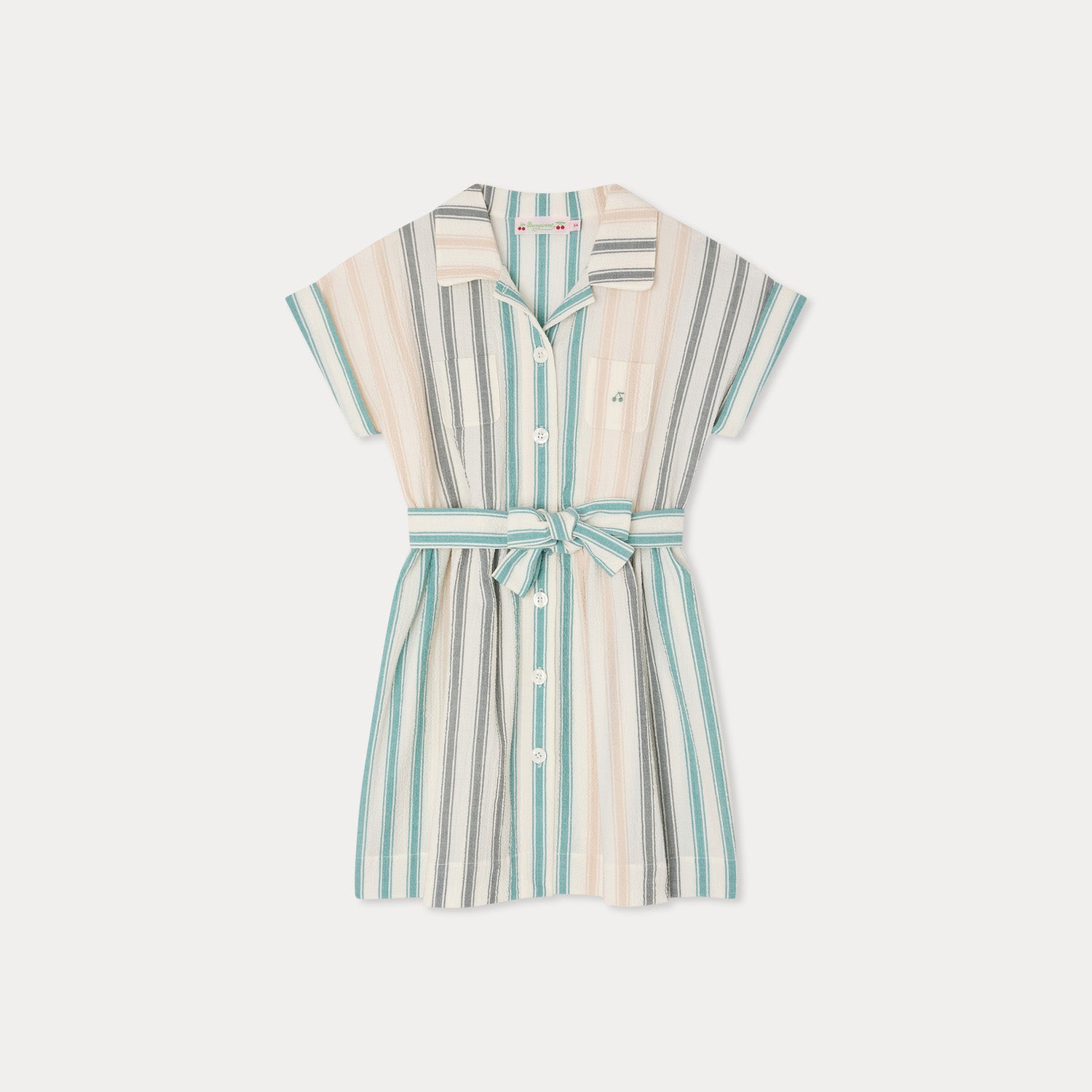 Girls Multicolor Stripes Cotton Dress