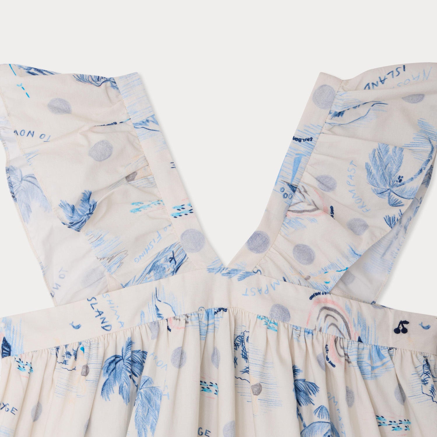 Girls Light Blue Printed Cotton Dress