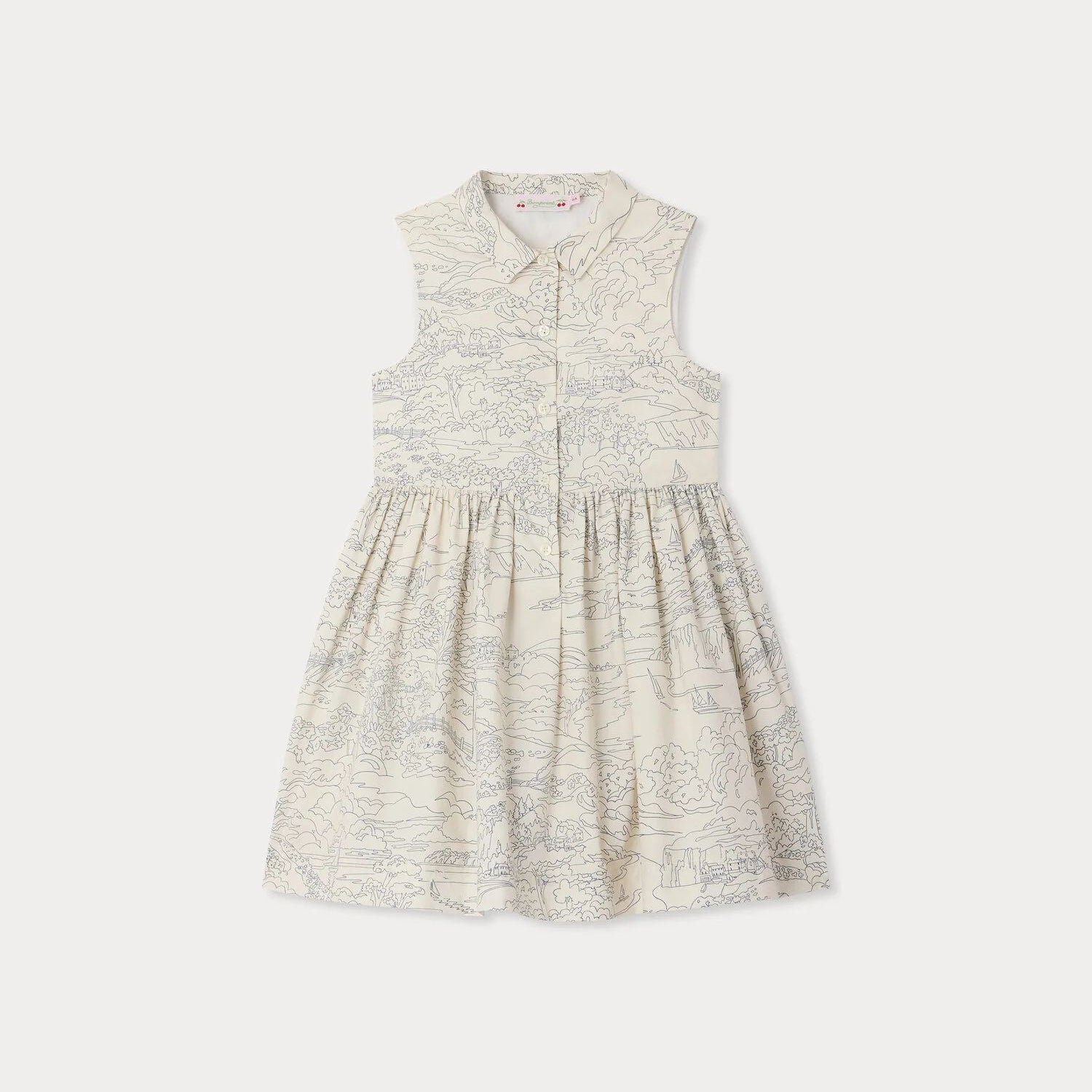 Girls Ivory Printed Cotton Dress