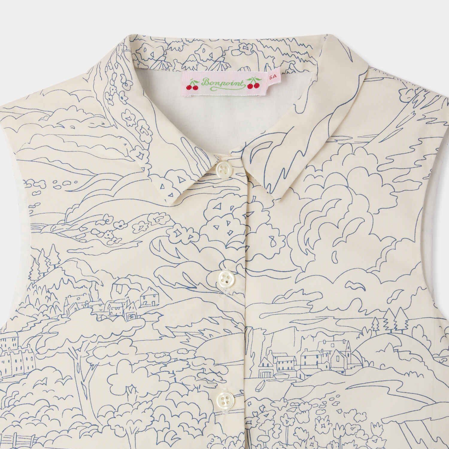 Girls Ivory Printed Cotton Dress