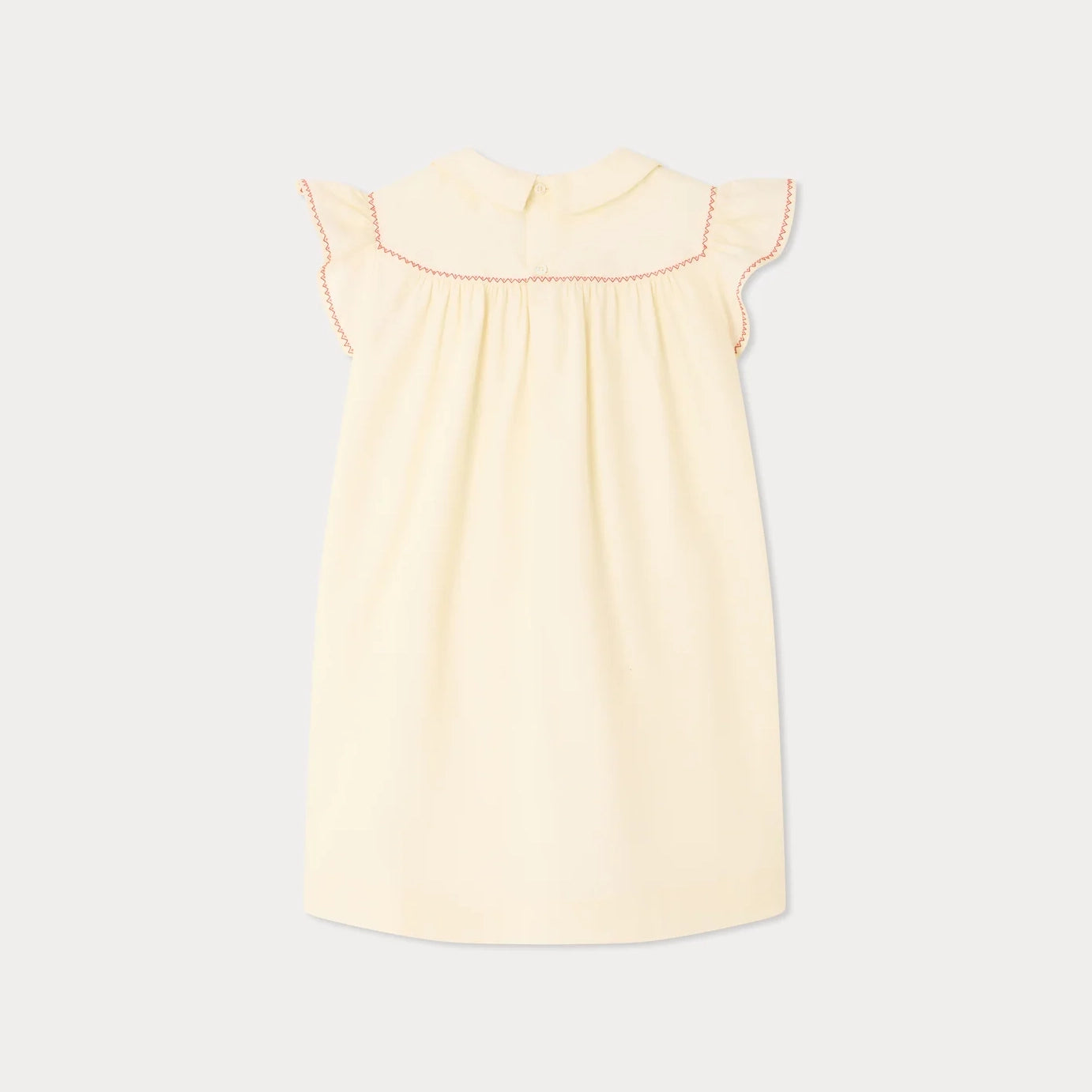 Girls Ivory Cherry Embroidered Cotton Dress