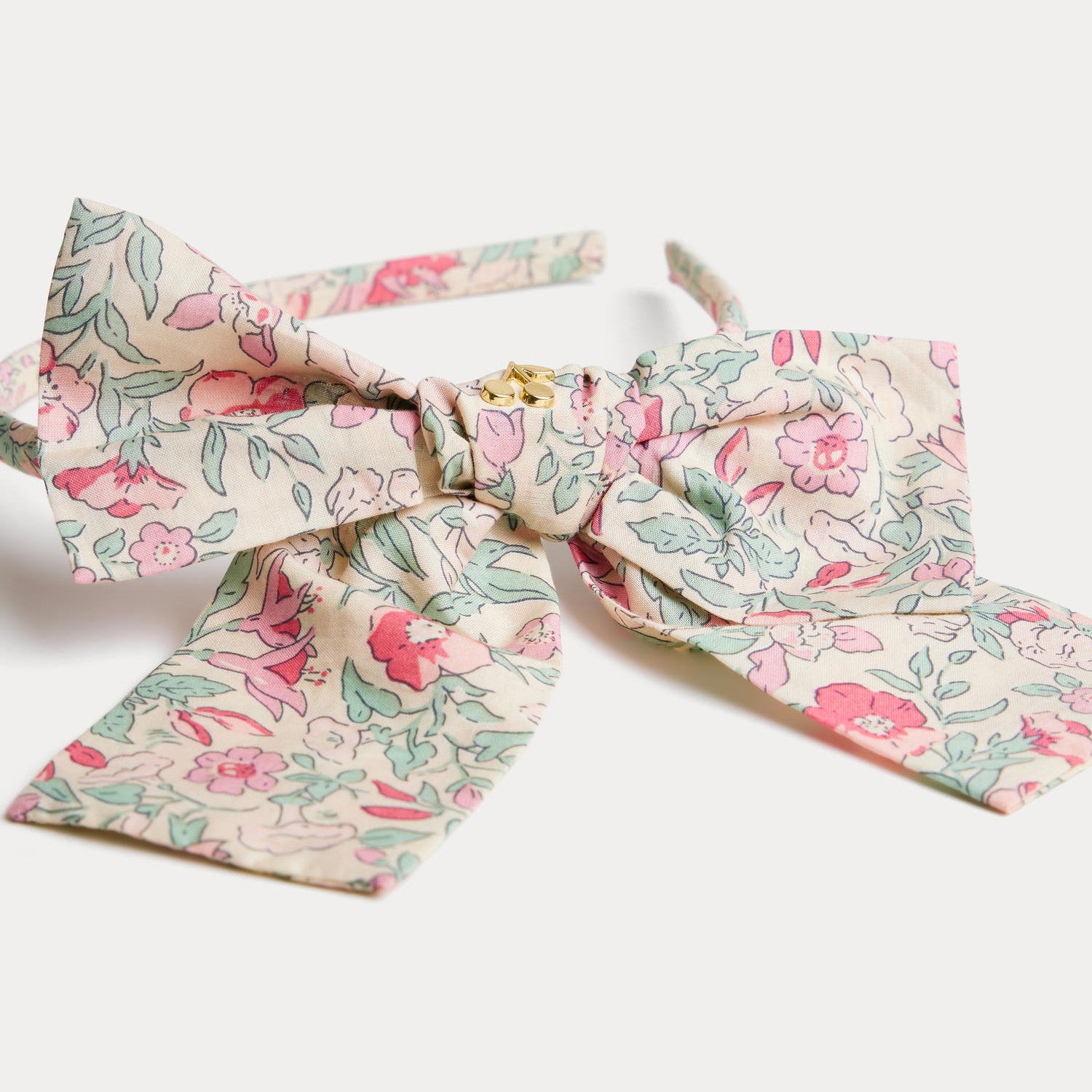 Girls Pink Floral Bow Headband