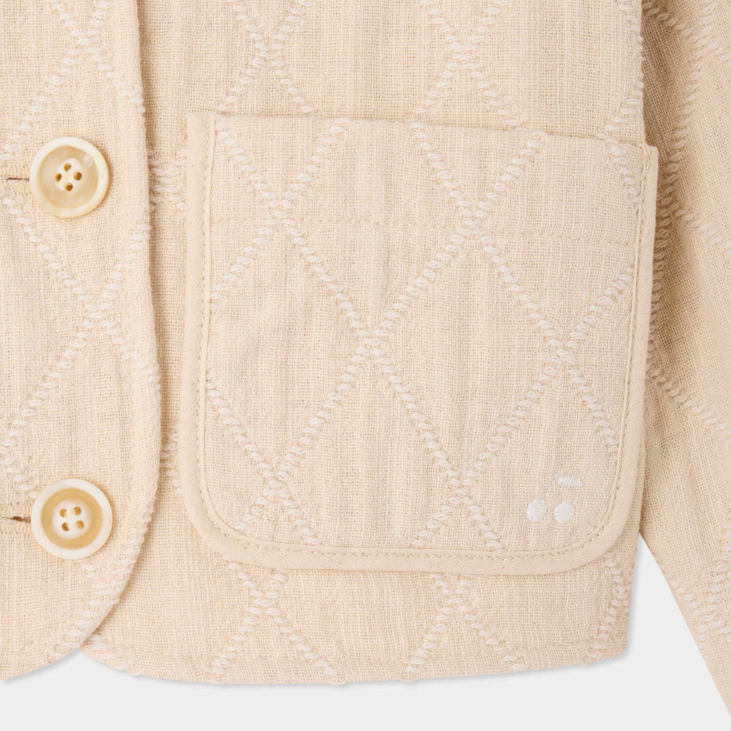Girls Ivory Cotton Jacket
