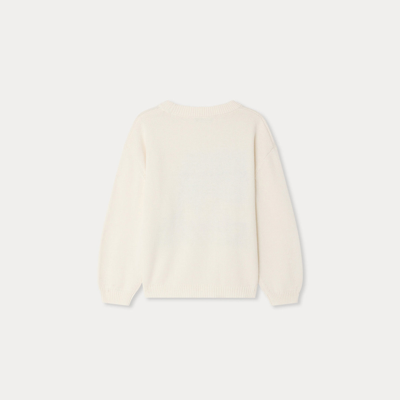 Girls White Jacquard Cotton Sweater