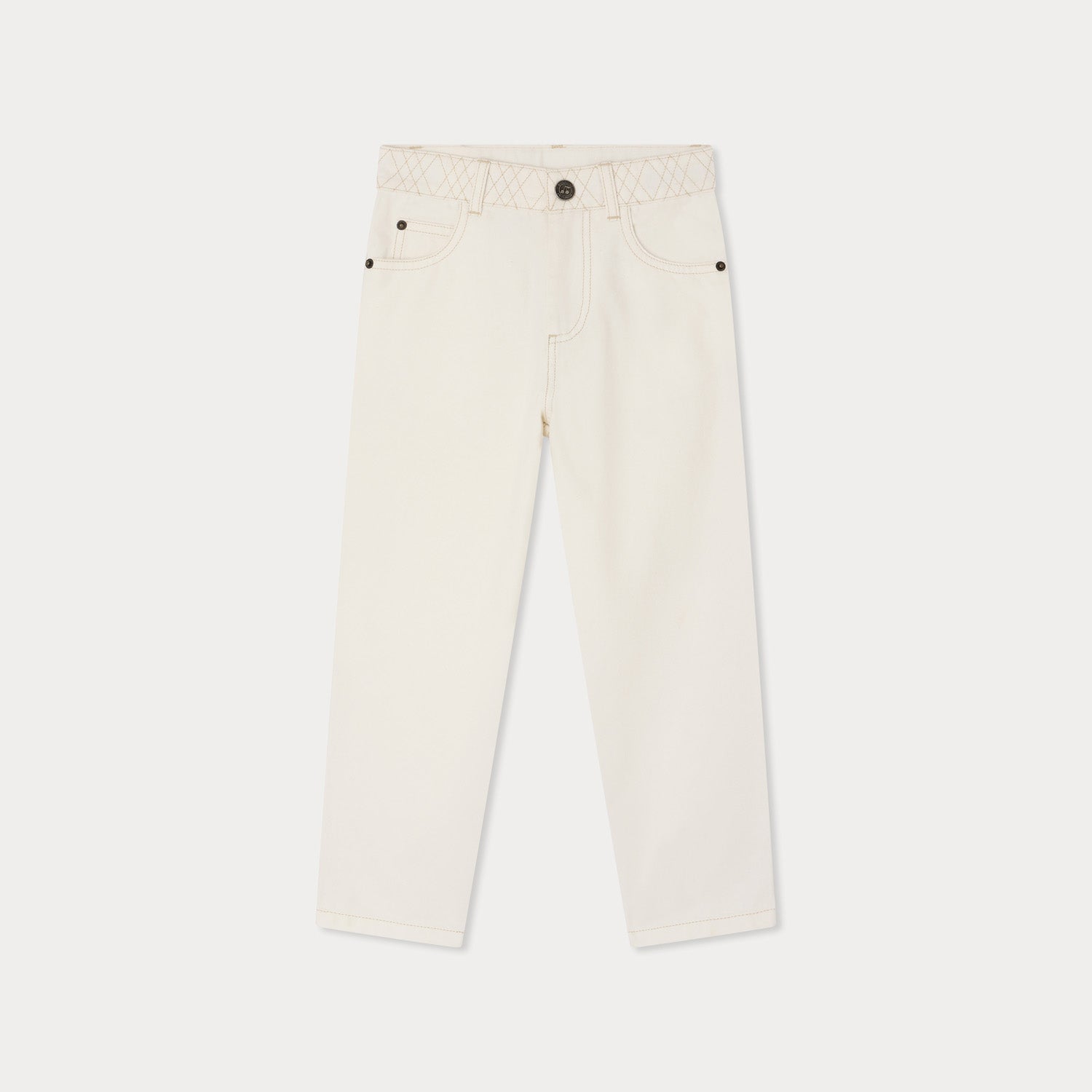 Girls White Cotton Trousers