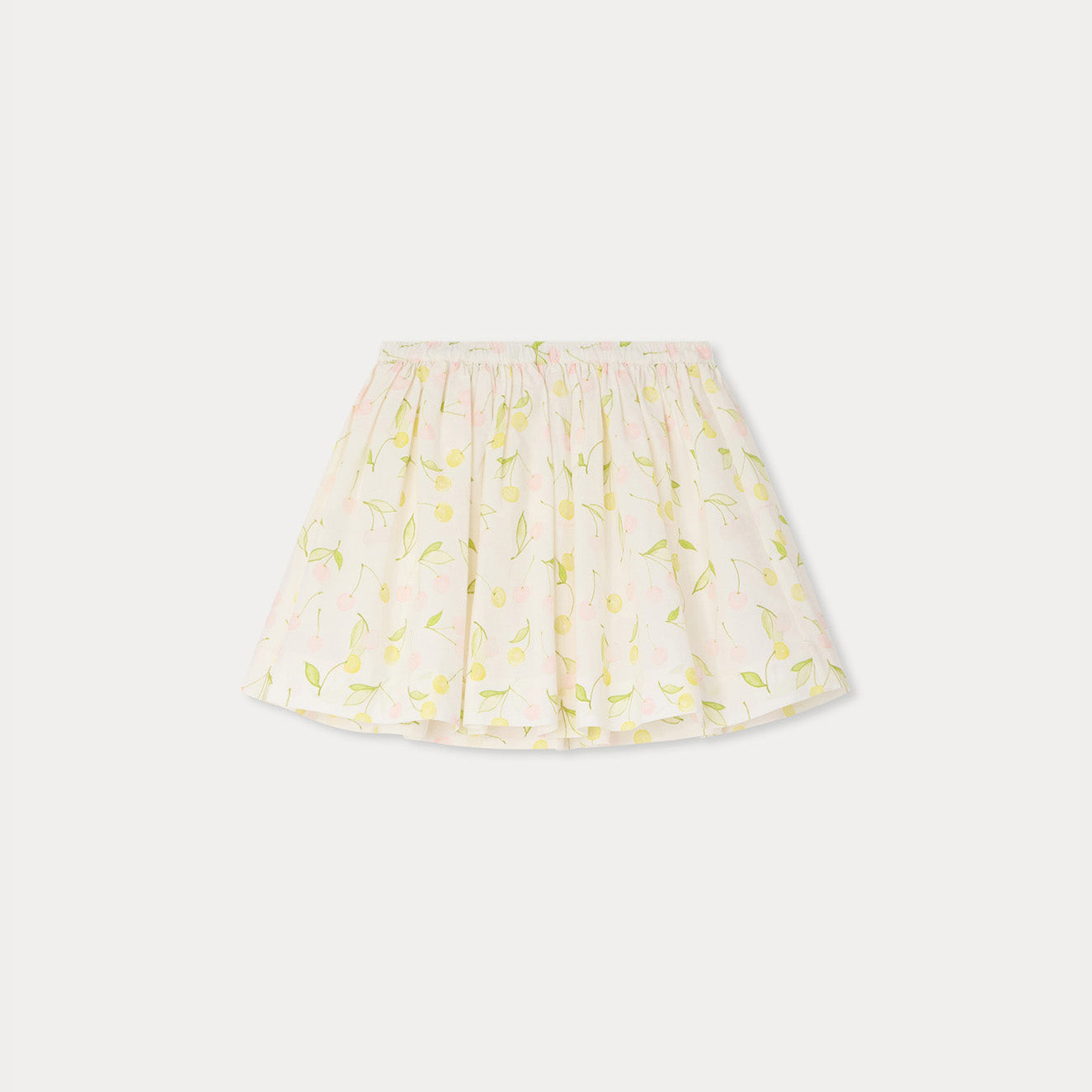 Girls Ivory Cherry Printed Cotton Skirt