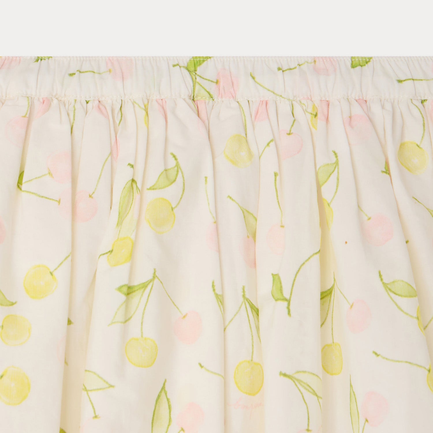 Girls Ivory Cherry Printed Cotton Skirt
