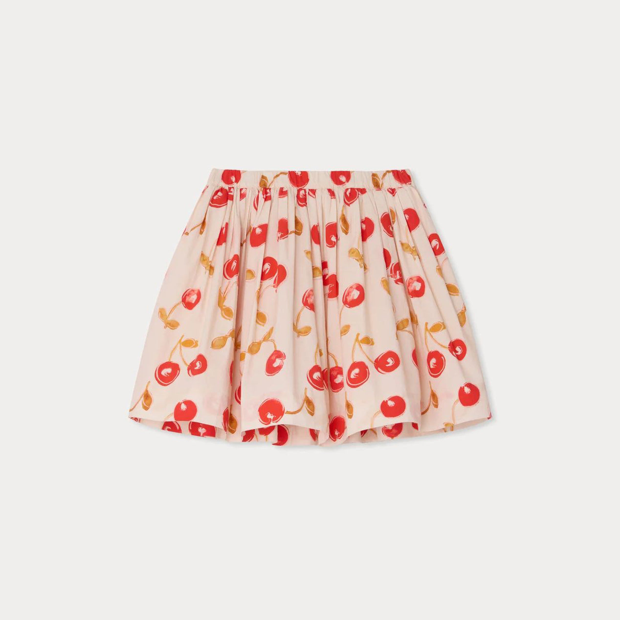 Girls Red Cherry Printed Cotton Skirt