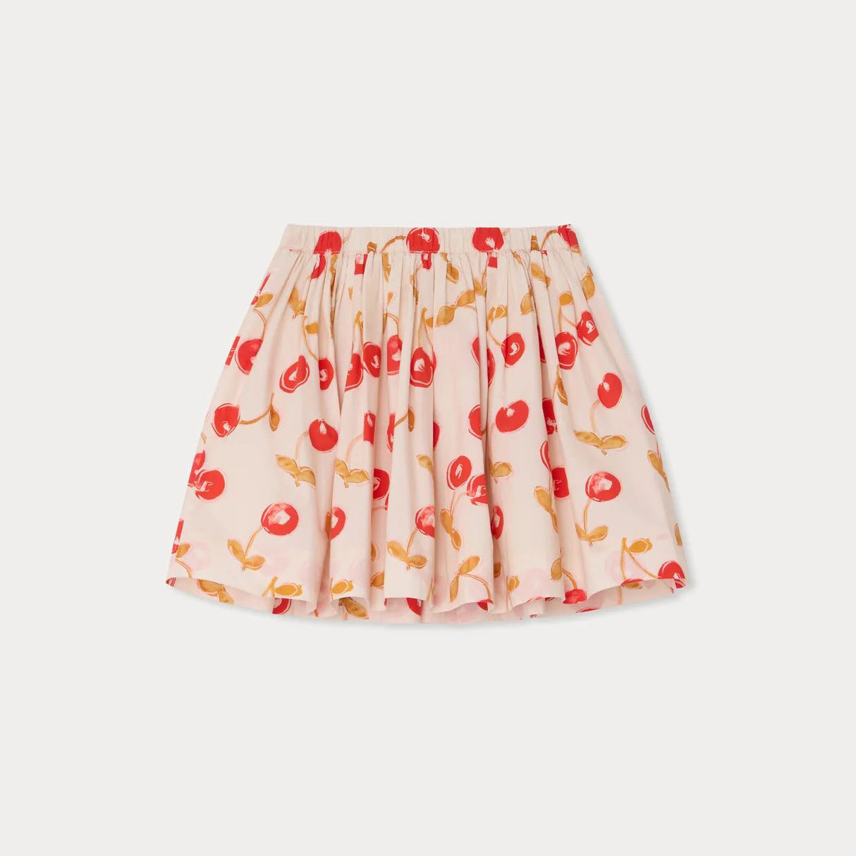 Girls Red Cherry Printed Cotton Skirt