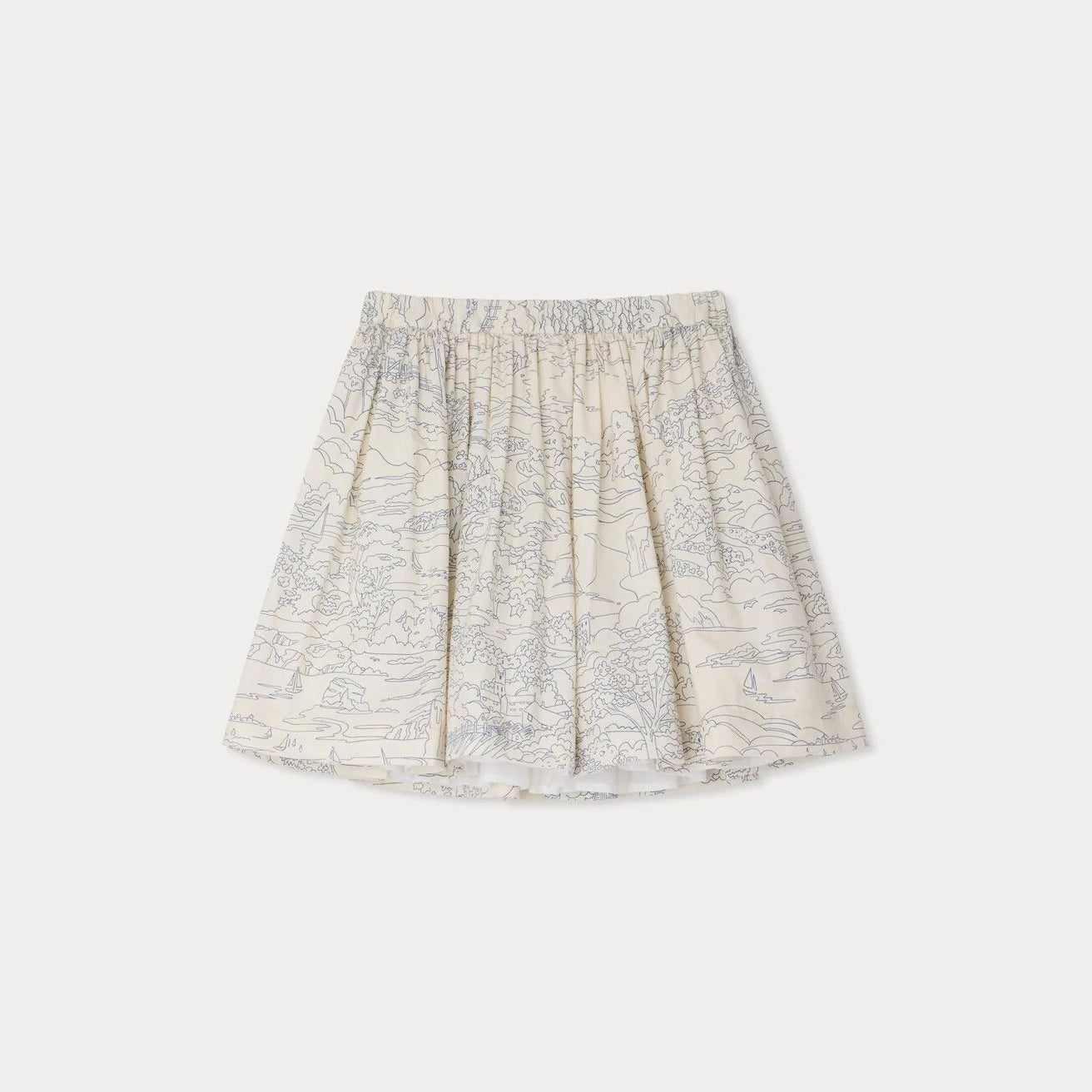 Girls Ivory Printed Cotton Skirt