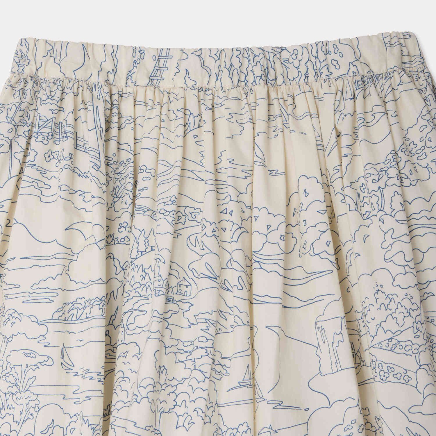 Girls Ivory Printed Cotton Skirt