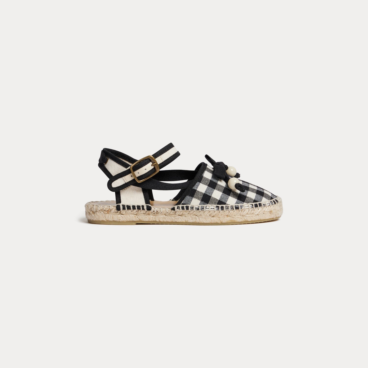 Girls Black Check Sandals