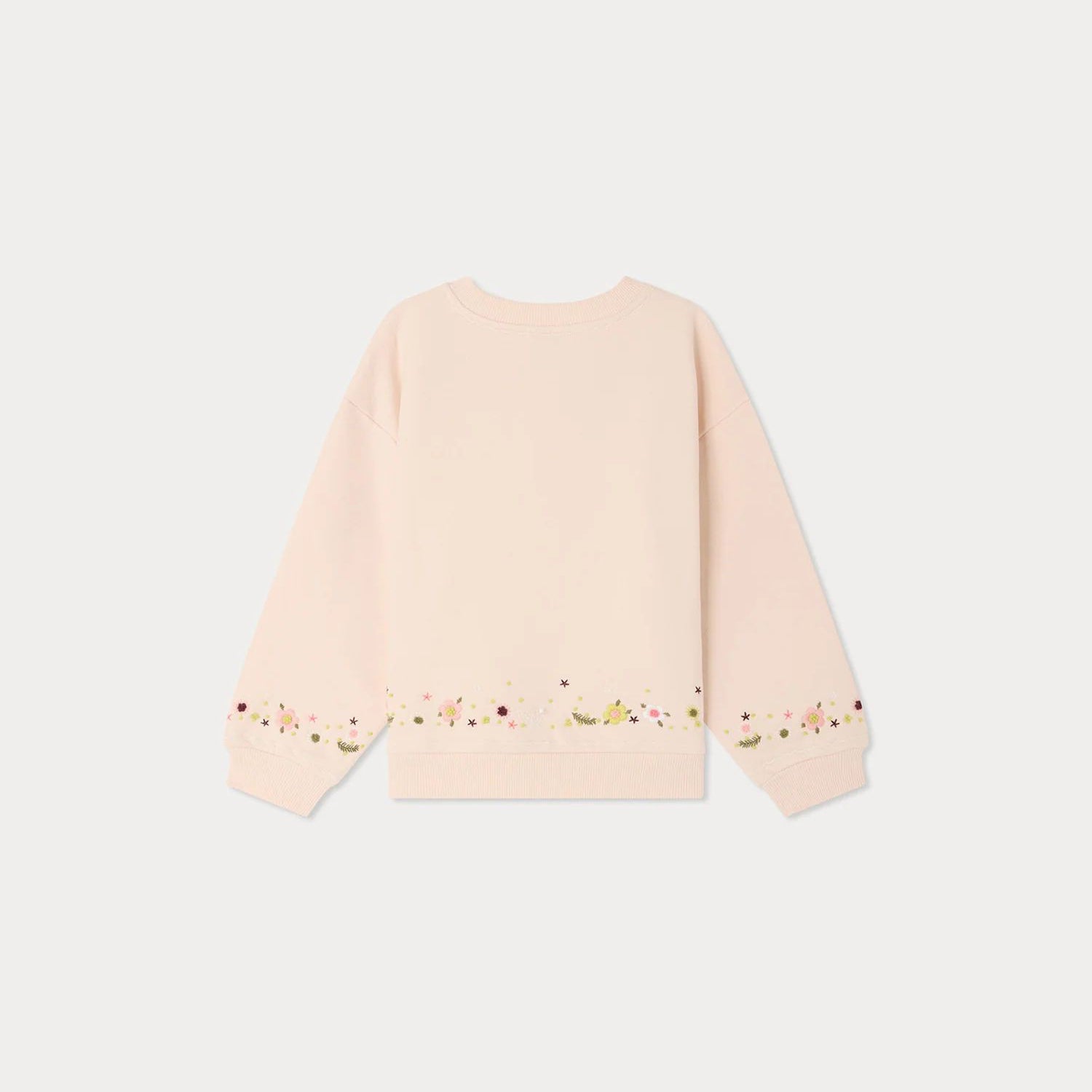 Girls Petal Rose Embroidered Cotton Sweatshirt