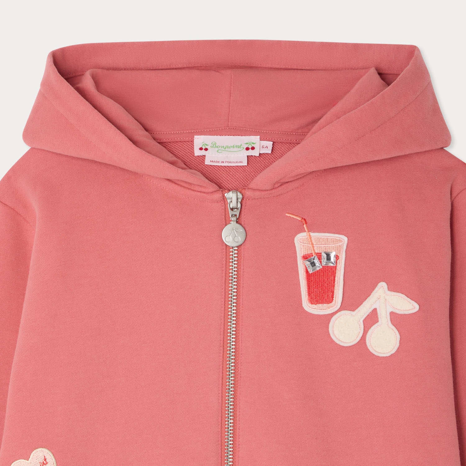 Girls Pink Cotton Zip-Up Top