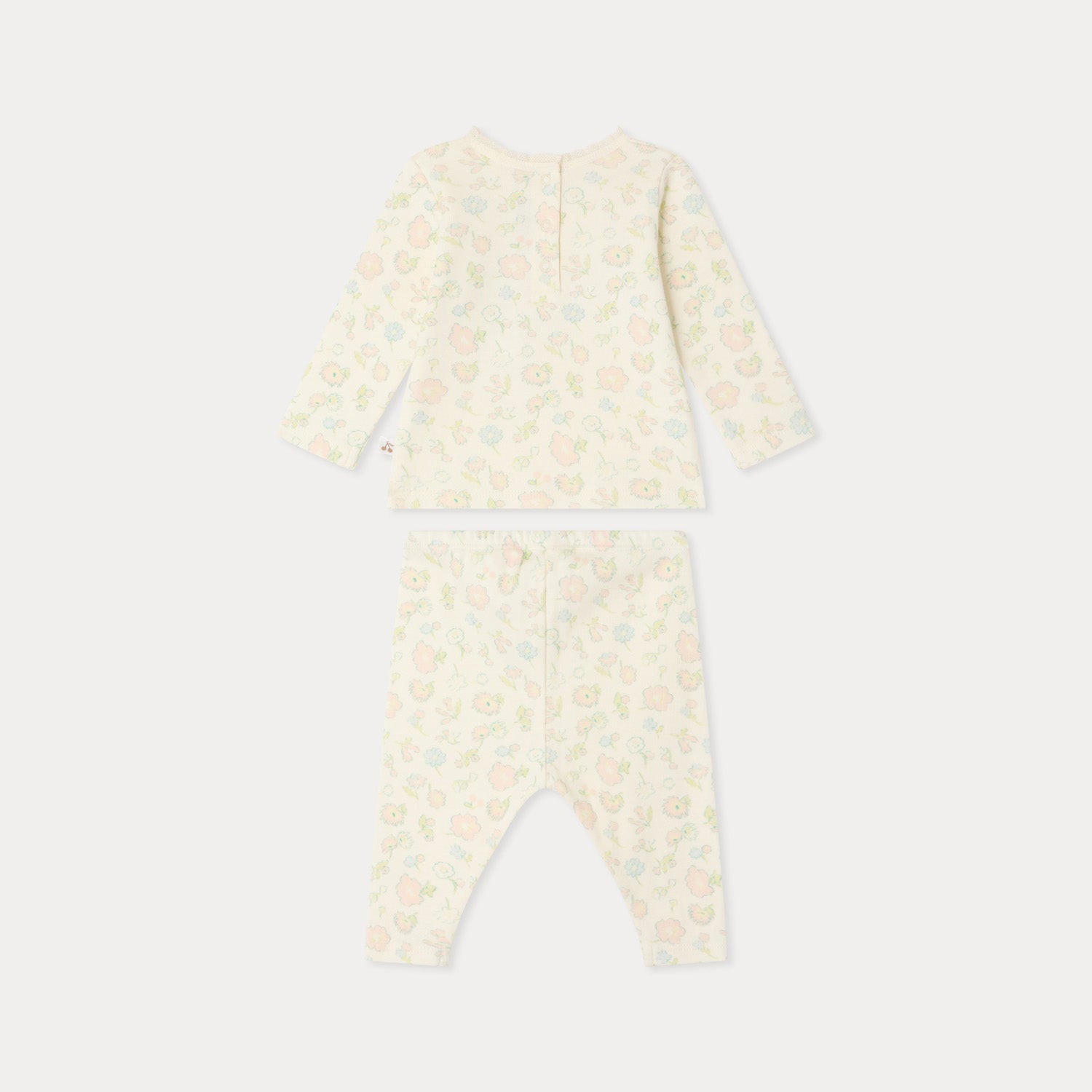 Baby Girls Beige Floral Cotton Set
