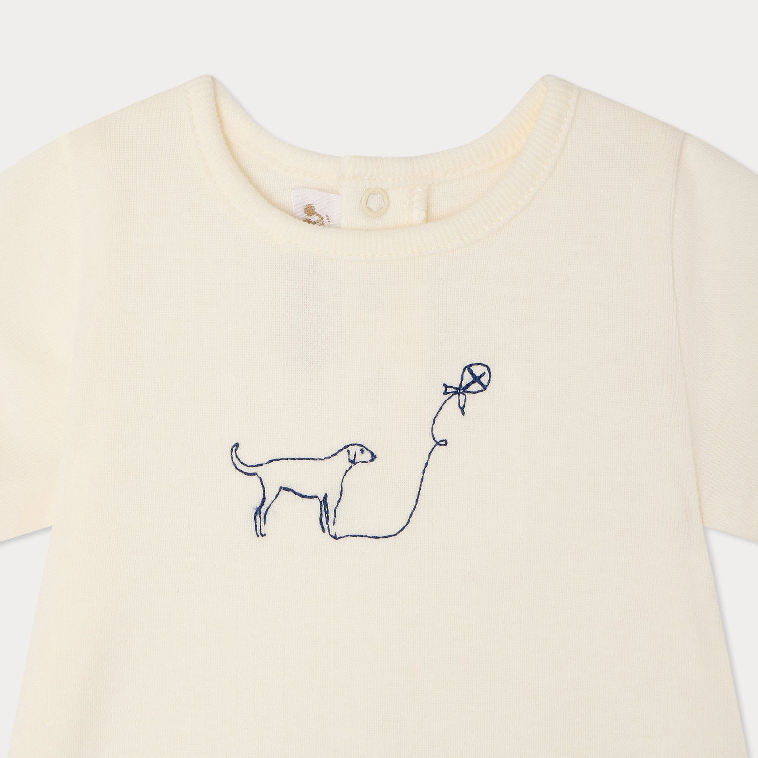 Baby Boys White Puppy Embroidered Cotton Set