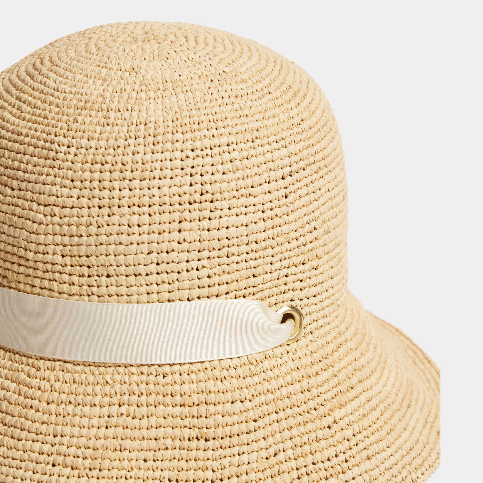 Women Beige Raffia Sun Hat