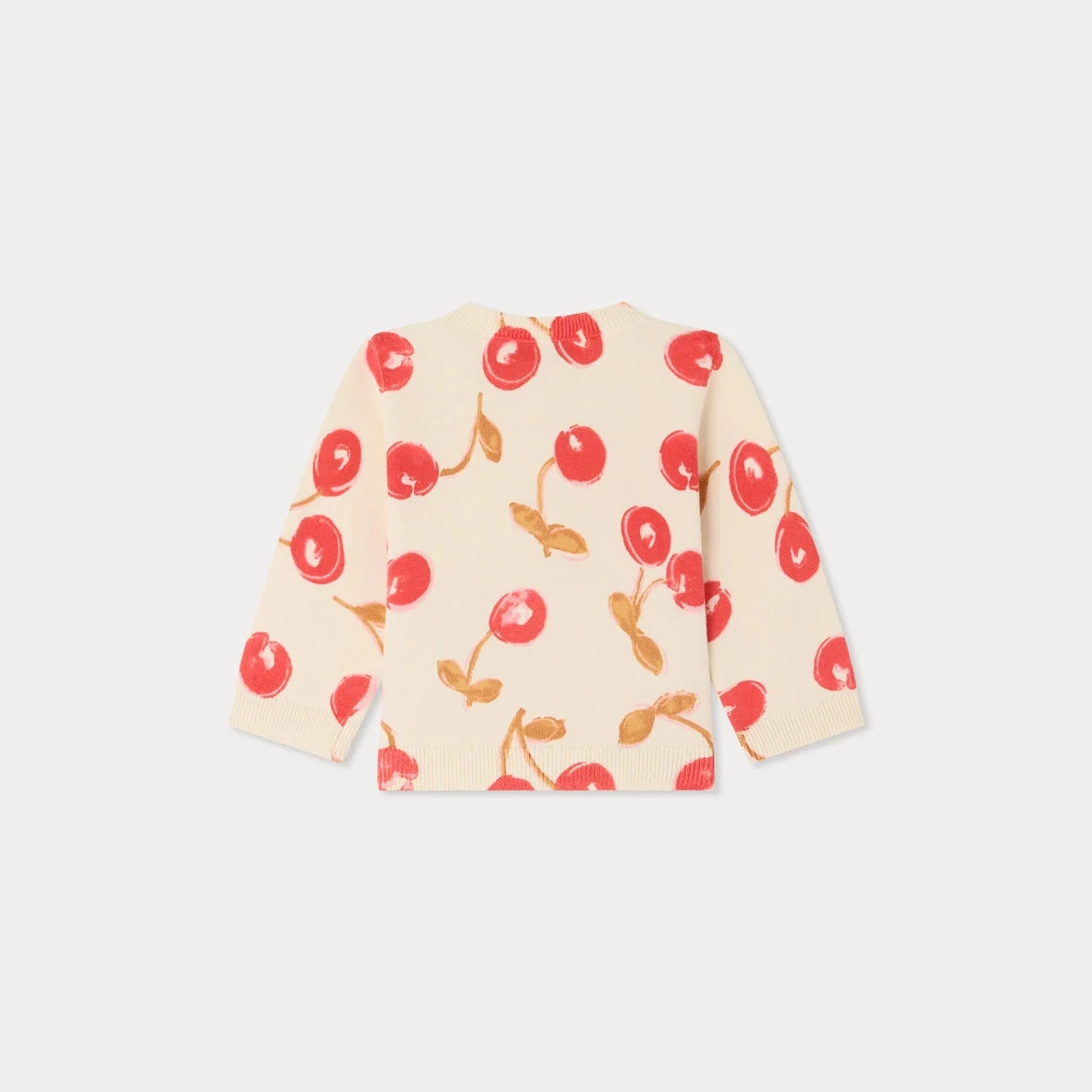 Baby Girls Red Cherry Printed Cotton Cardigan