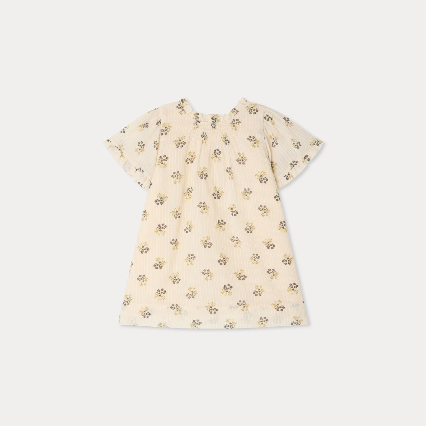 Baby Girls Beige Flower Cotton Dress