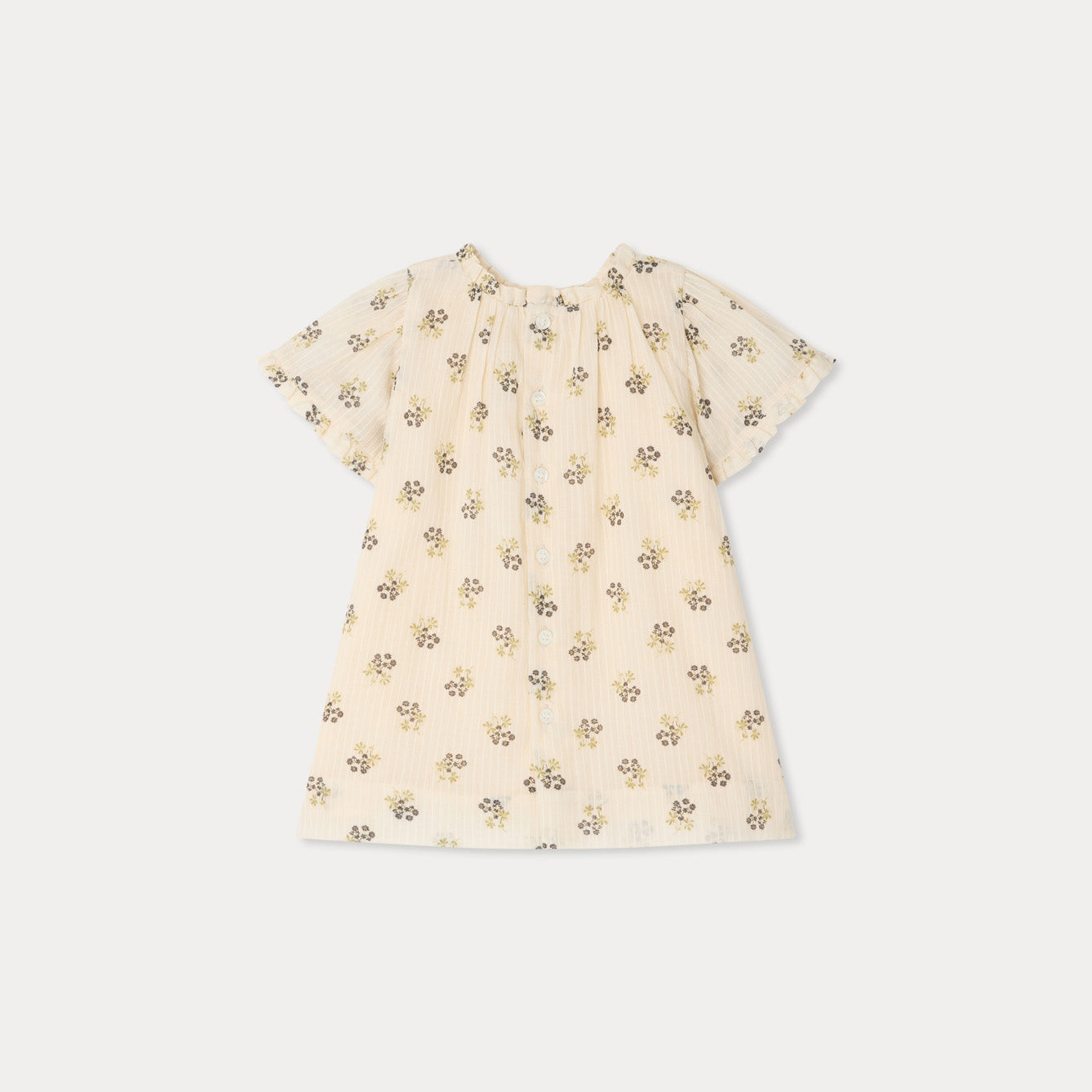 Baby Girls Beige Flower Cotton Dress