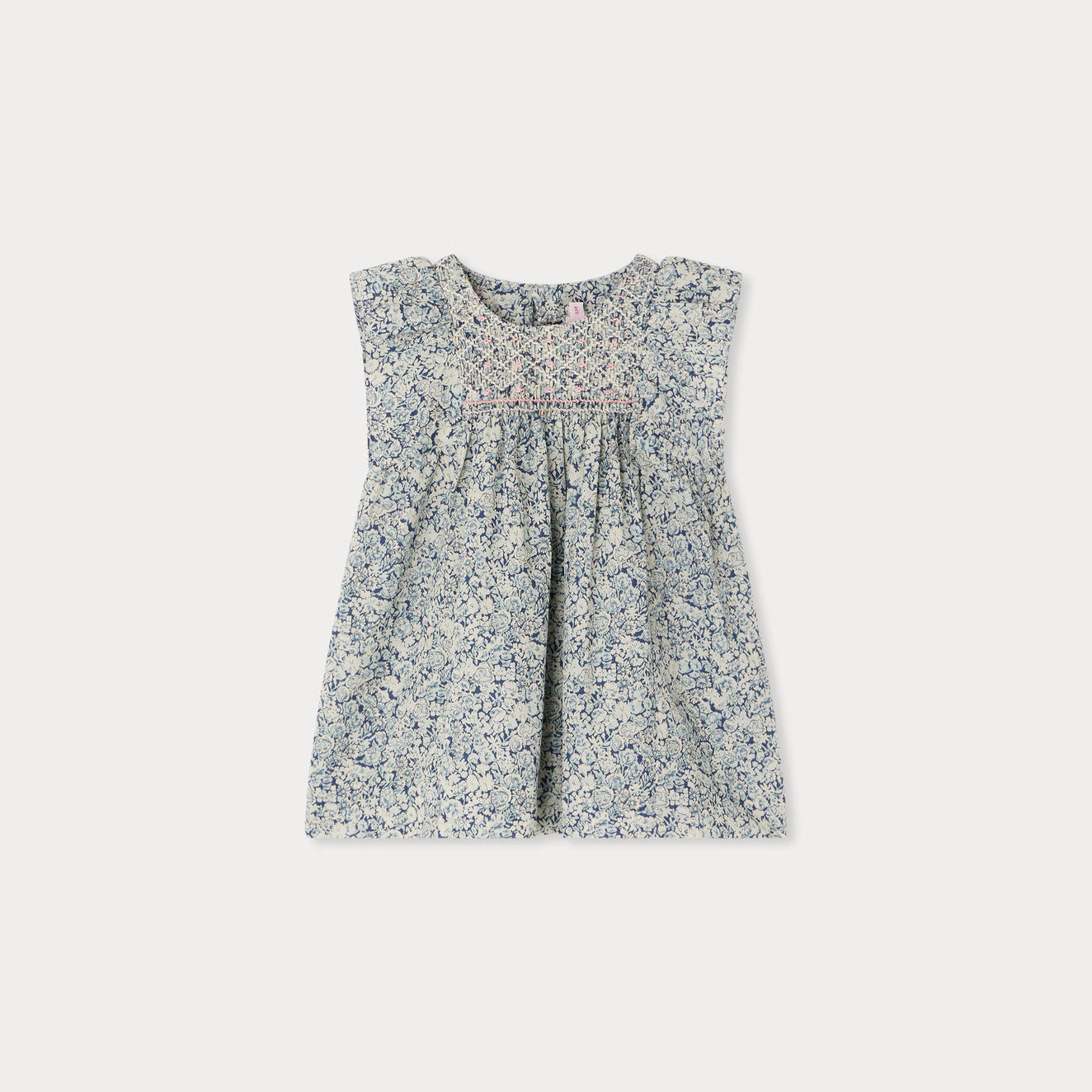 Baby Girls Blue Floral Cotton Dress