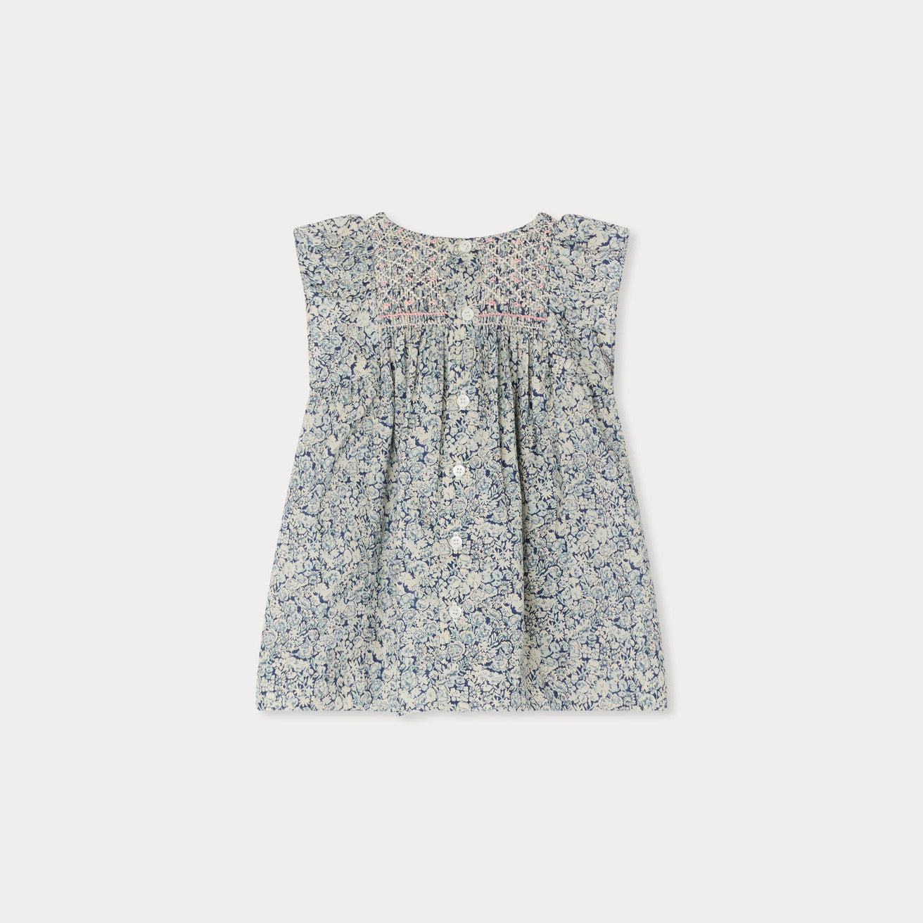Baby Girls Blue Floral Cotton Dress