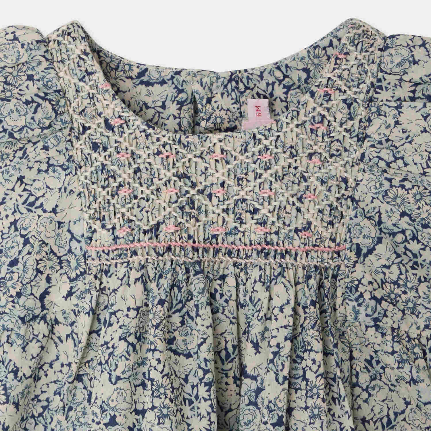 Baby Girls Blue Floral Cotton Dress