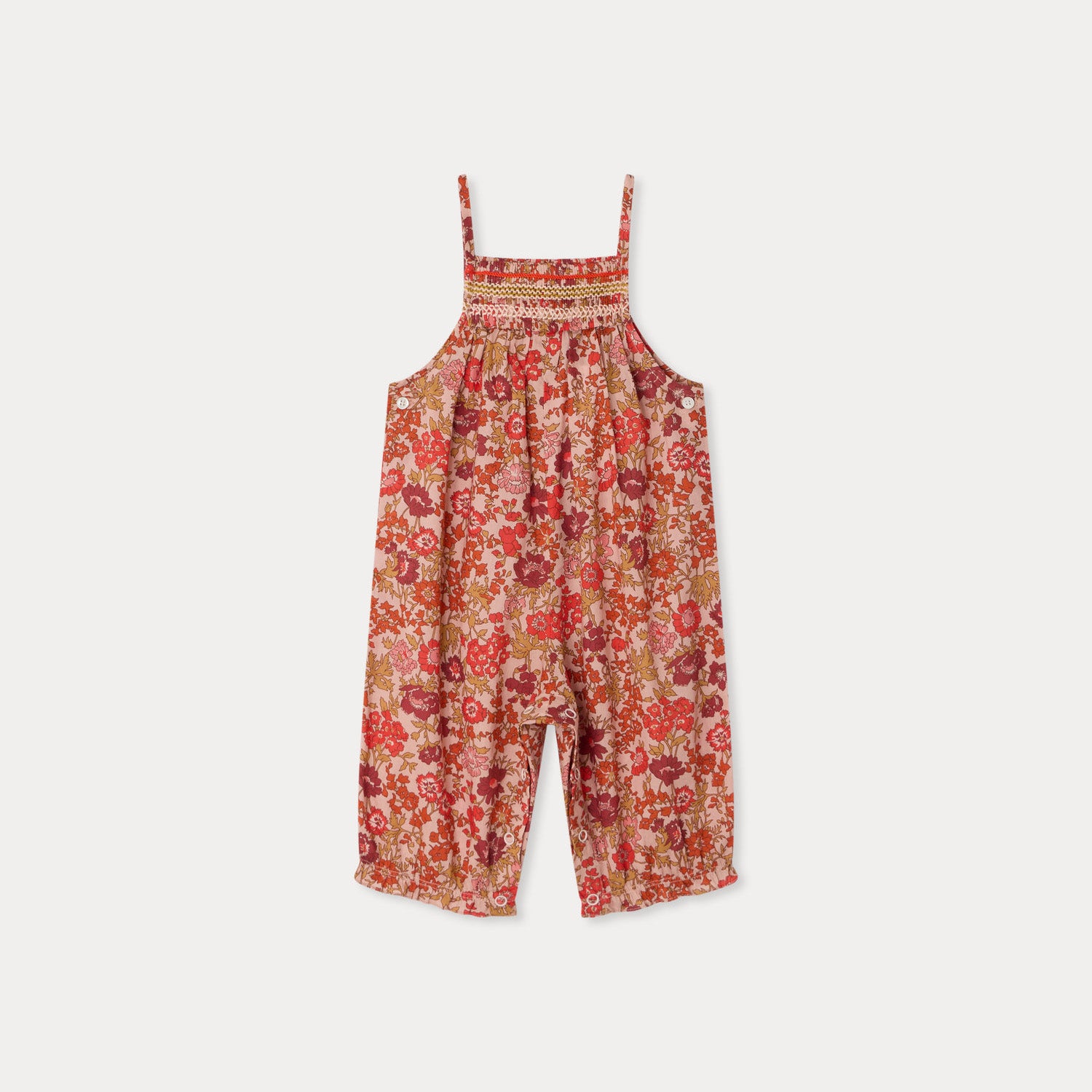 Baby Girls Pink Flower Cotton Jumpsuit