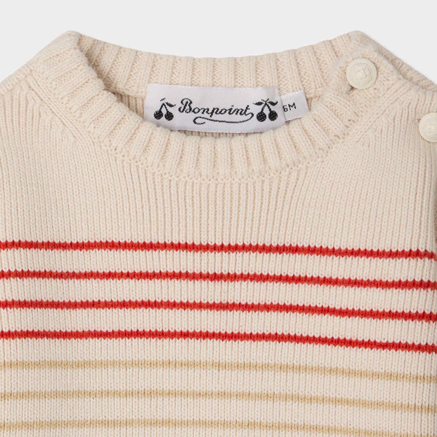 Baby Boys & Girls White Stripes Cotton Sweater