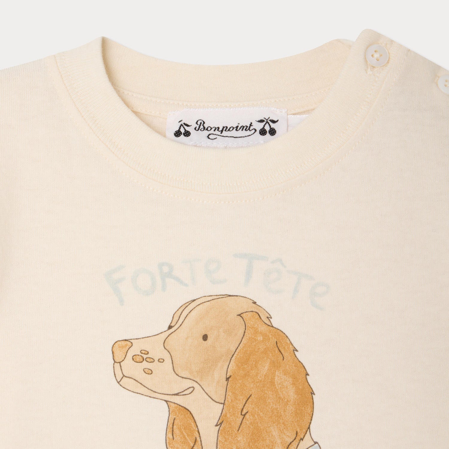 Baby Boys Ivory Puppy Printed Cotton T-Shirt