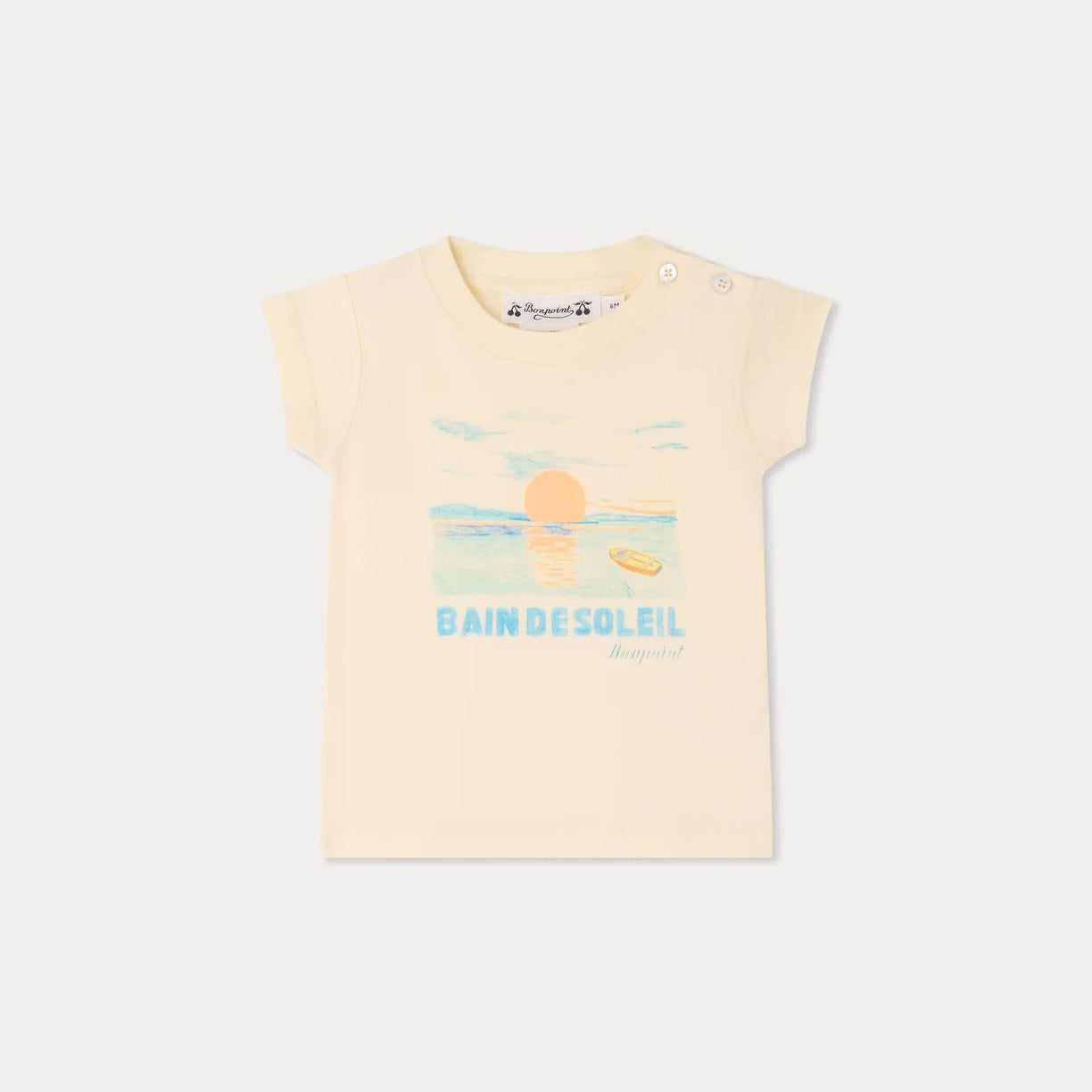 Baby Boys Ivory Printed Cotton T-Shirt