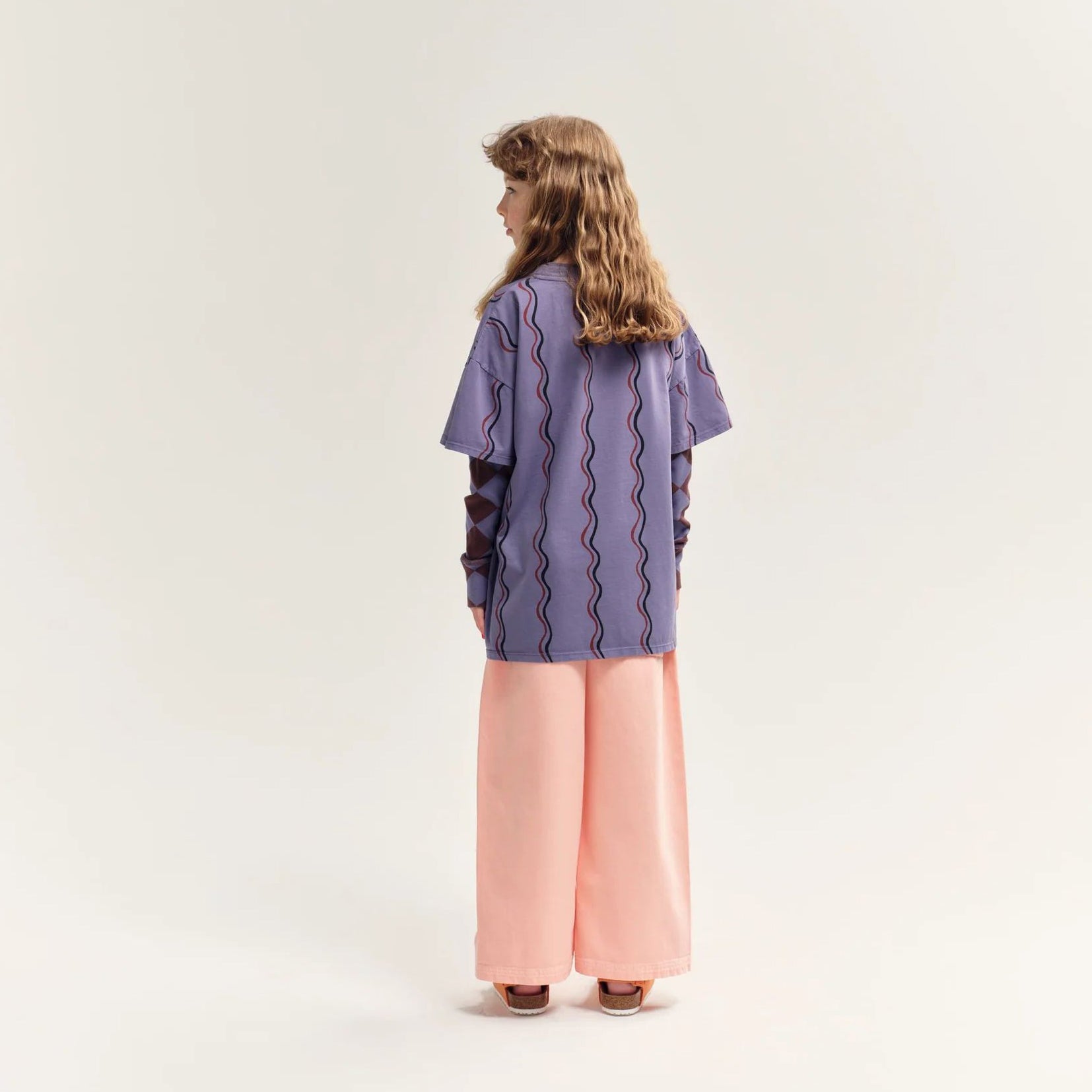 Boys & Girls Purple Check Cotton T-Shirt