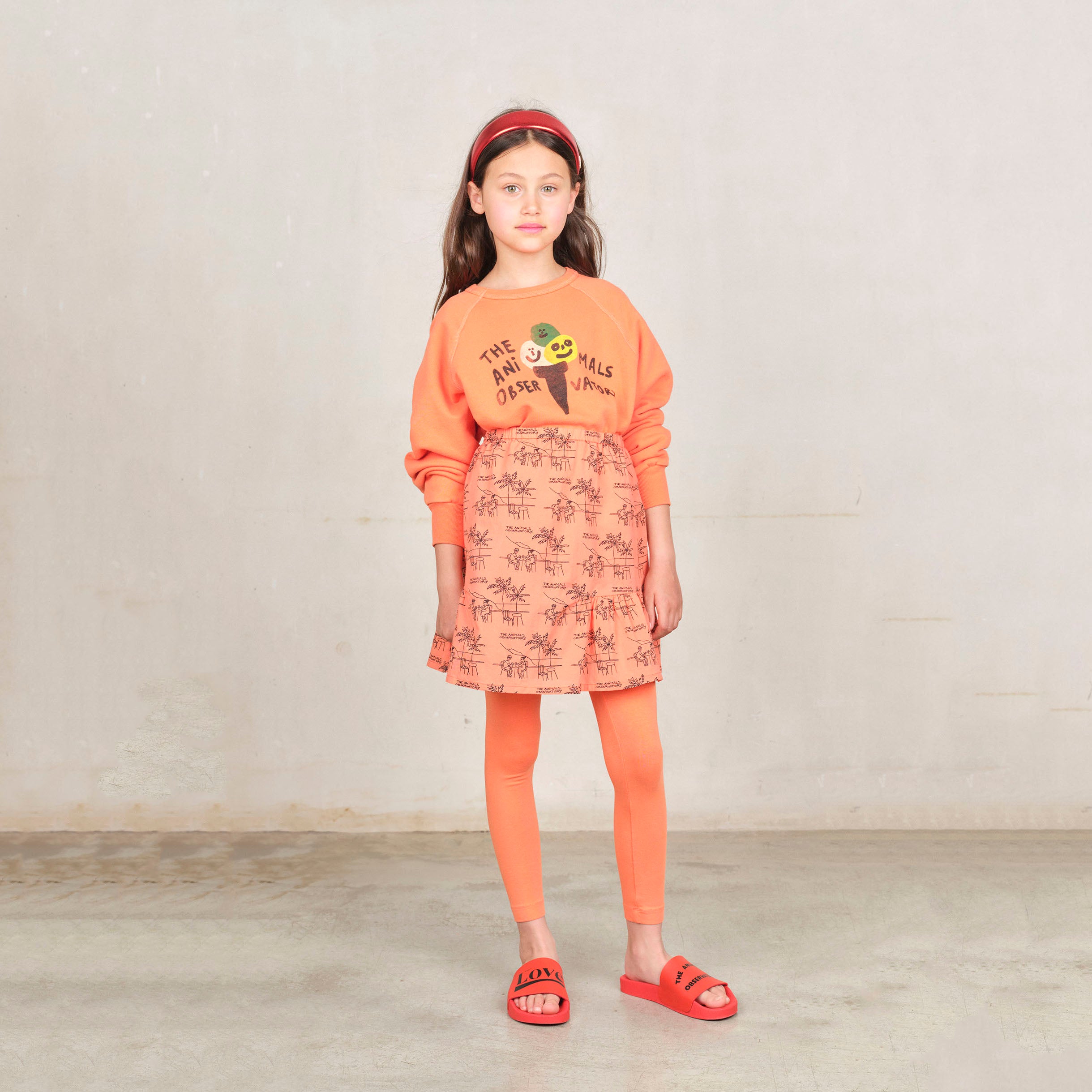Boys & Girls Orange Printed Cotton Sweatshirt