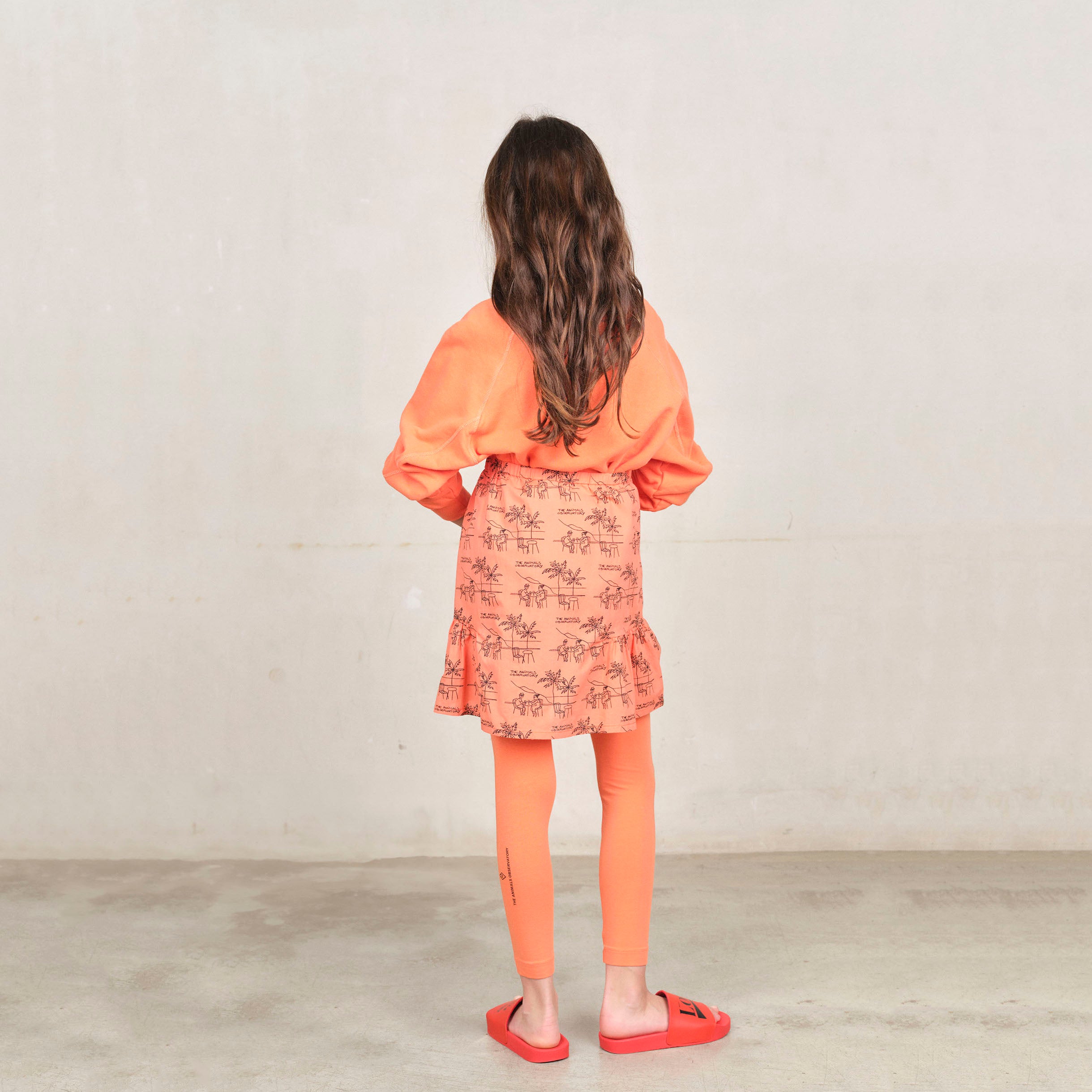 Boys & Girls Orange Printed Cotton Sweatshirt