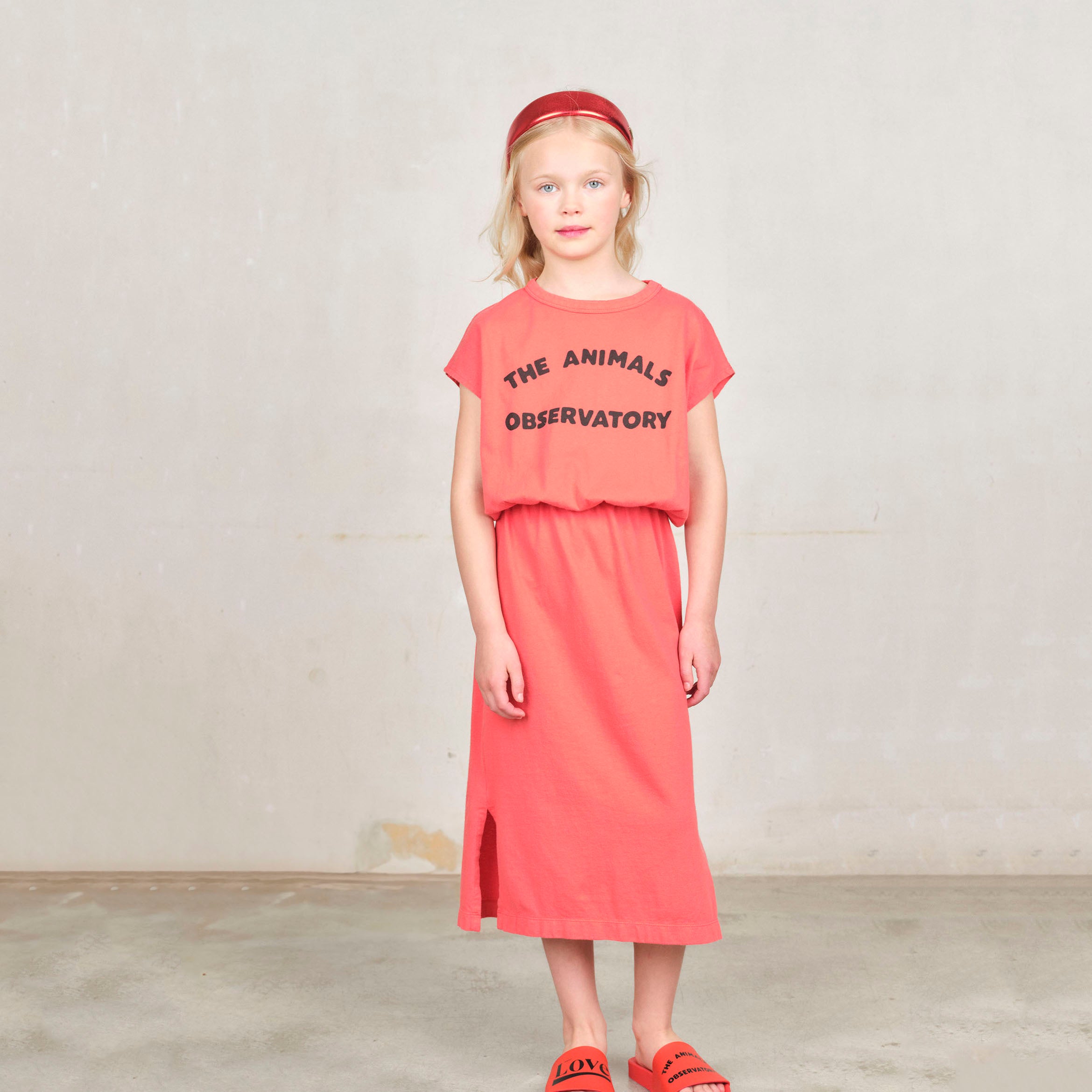 Girls Red Logo Cotton Dress